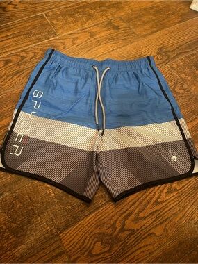 Spyder Blue Elastic Waist Swim Shorts with Black Trim